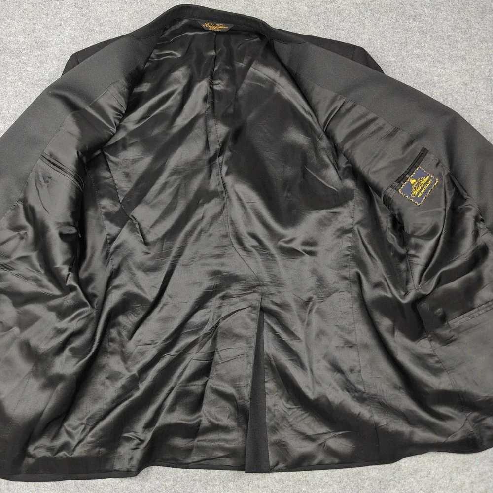 Vintage Brooks Brothers Tuxedo Jacket Mens 44R Black Wool Brooksease Formal USA